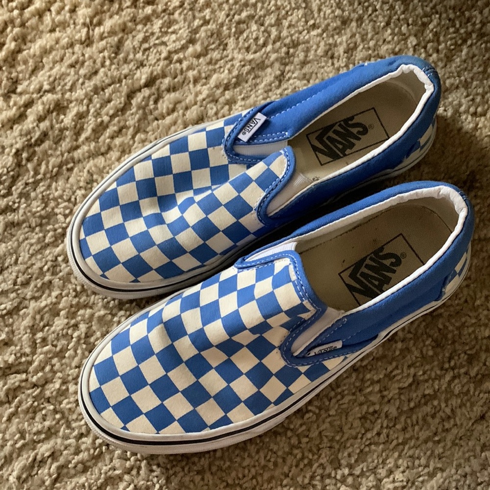 Size 6.5 checkered blue and white vans